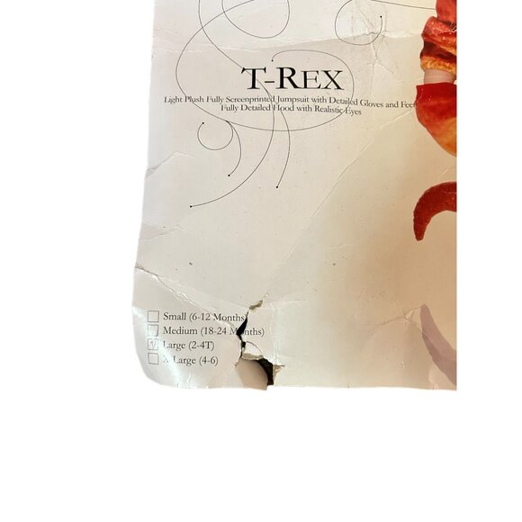 Underwraps T-Rex Dinosaur Costume 2-4T Large Halloween w/ Mask & Gloves - Picture 8 of 8